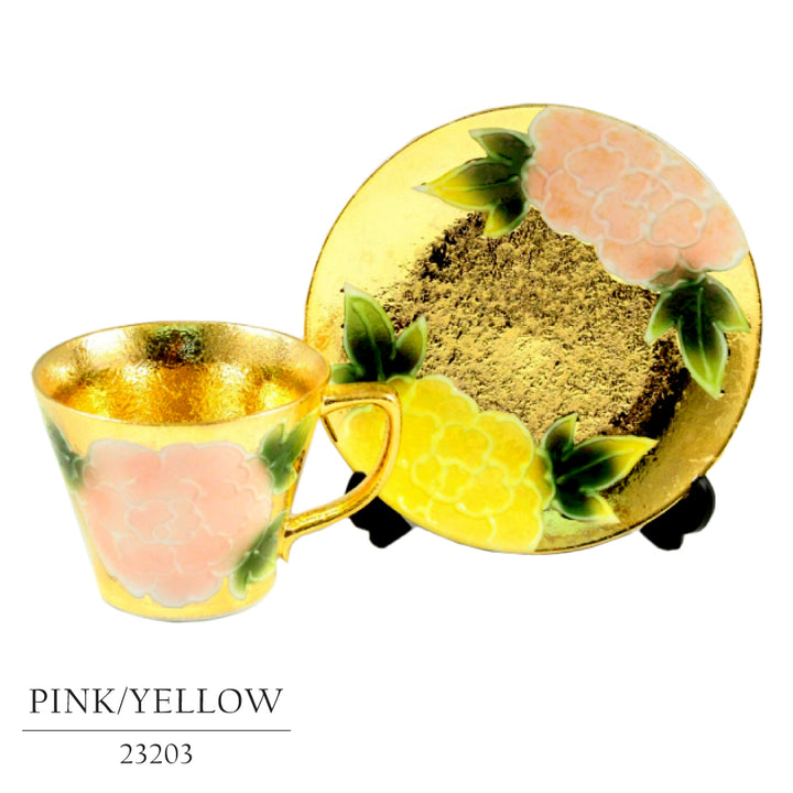 Cup and Saucer,Japan Ceramic,Arita Ware,Japanese Traditional Crafts（PINK&YELLOW）