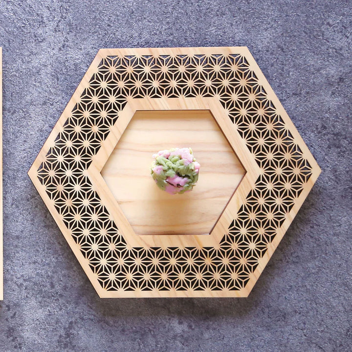 Cypress plate,hexagon（Hemp leaf）