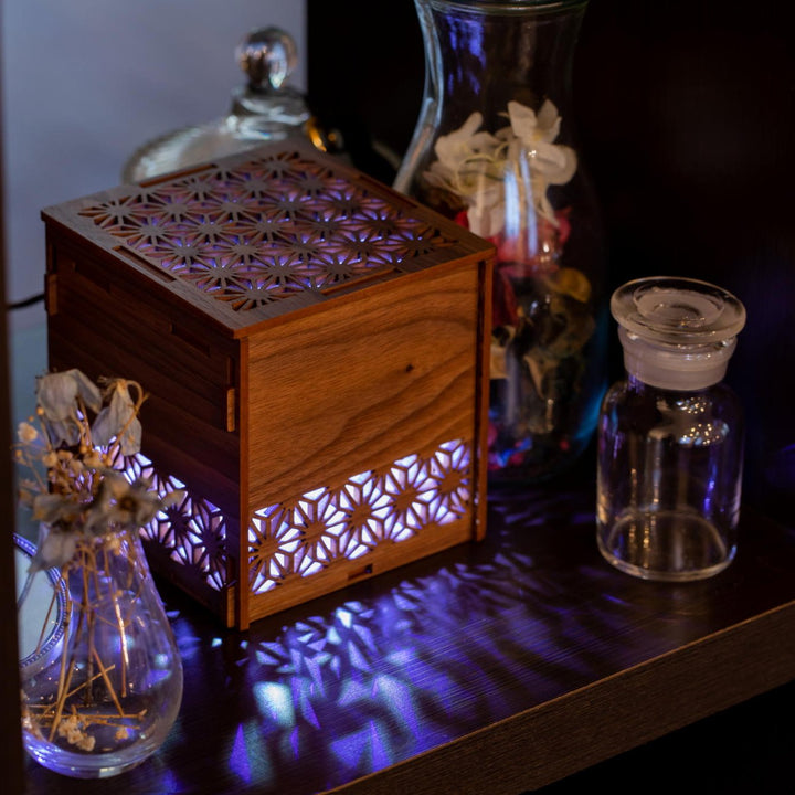 Air Purifier,Woodcraft cubic lantern,Design “ASA (hemp)”,MINI