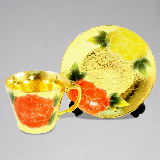 Cup and Saucer,Japan Ceramic,Arita Ware,Japanese Traditional Crafts（RED&YELLOW）