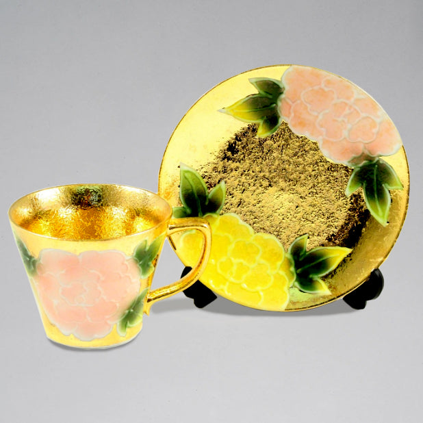 Cup and Saucer,Japan Ceramic,Arita Ware,Japanese Traditional Crafts（PINK&YELLOW）